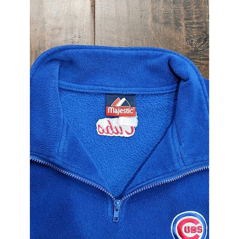 Vintage Chicago Cubs Majestic Fleece 1/4-Zip Pullover Jacket Size XXL - Picture 4 of 14